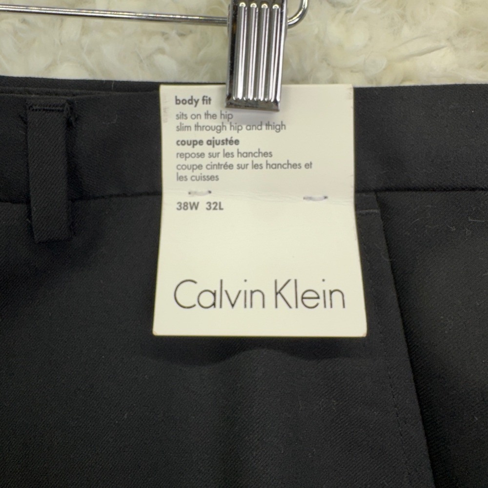 Calvin Klein Dress Pants 38x32 Black Slim Fit Business Casual Modern Minimalist - Picture 3 of 9